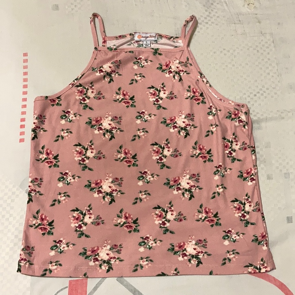 Pink Floral Summer Tank Top
